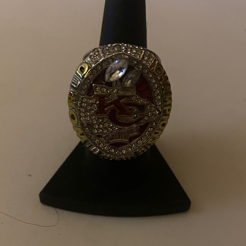 KC chiefs Jones is Ring with Red and Gold Accents Size 11